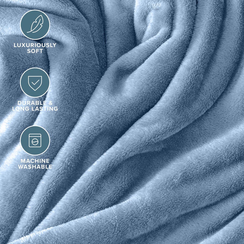 Bare Home Fleece Blanket - Twin/Twin Extra Long - Ultra-Soft Lightweight for Bed, Sofa, and Couch - Luxury Microplush - Cozy Warm Blanket (Twin/Twin XL, Coronet Blue) - Image 4